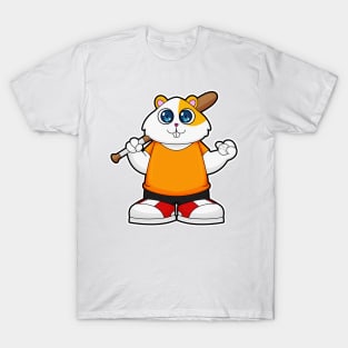 Hamster at Baseball with Baseball bat T-Shirt